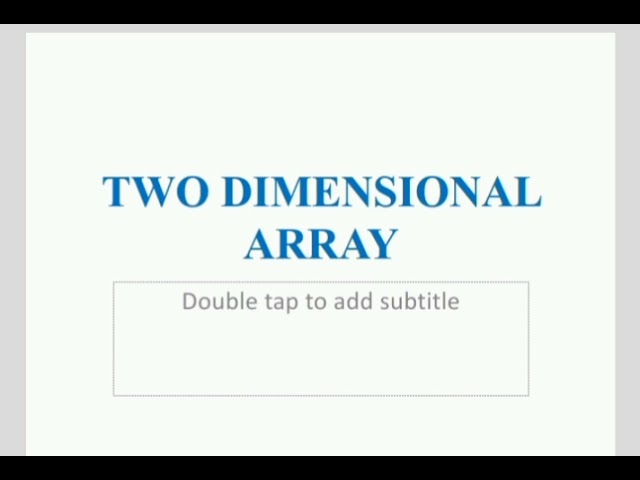 Two Dimensional Arrays in tamil