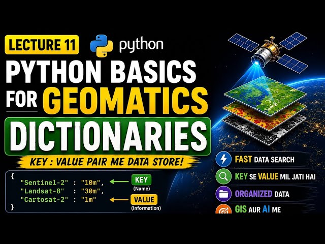 Python Lecture 11 | Dictionaries in Python Explained in Hindi | Geomatics | Python for Beginners 🚀🐍