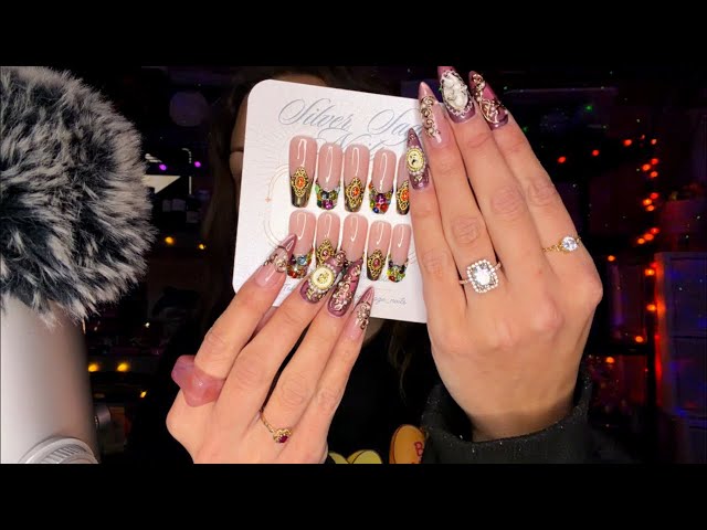 asmr/ my new PRESS ON NAILS 💅🏼😍🤎✨