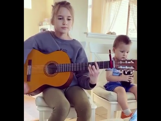 Karolina protsenko - Guitar 🎸practice with my little brother along side 😍 👦!!! #Shorts