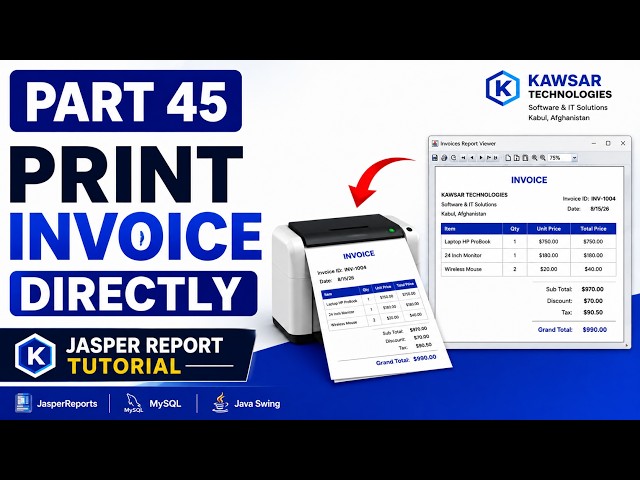 JasperReports Tutorial for Beginners 2026 | Print Invoice Directly Using Java Swing (Part 45)
