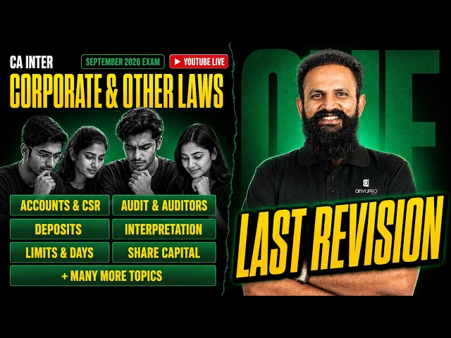 CA Inter Law One Last Revision LIVE | Sep 2026 Exam | Important Topics | CS Sai