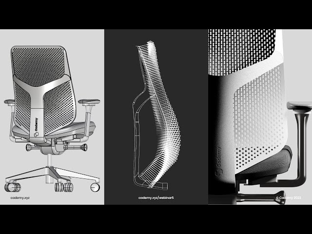 Rhino 3D Modeling Office Chair & Parametric Mesh Texture Grasshopper Tutorial | Webinar 5.0