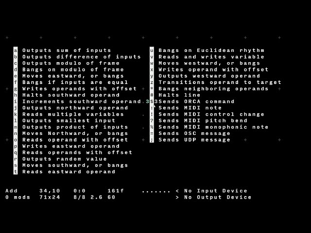 ABC's of Hundred Rabbits' ORCA esoteric programming language