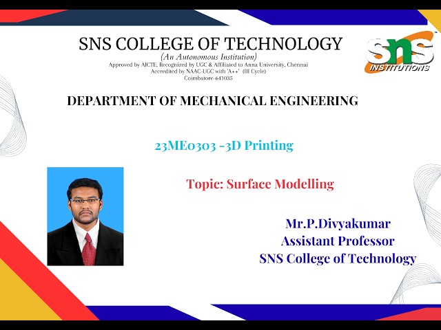 Surface Modelling | 3D Printing | SNS Institutions