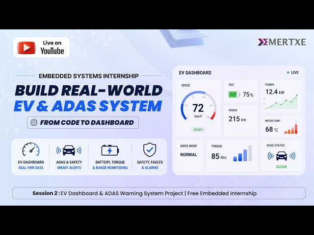 🔴 LIVE: EV Dashboard & ADAS Warning System Project | Free Embedded Internship - Day 2