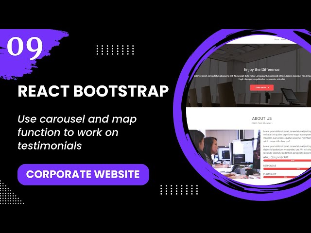 React Bootstrap #9 - Use carousel and map function to work on testimonials