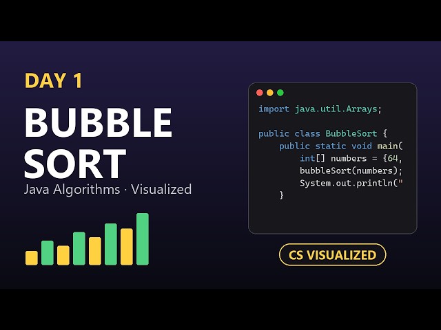 Bubble Sort Visualized in Java | Day 1 of 100 Days of DSA