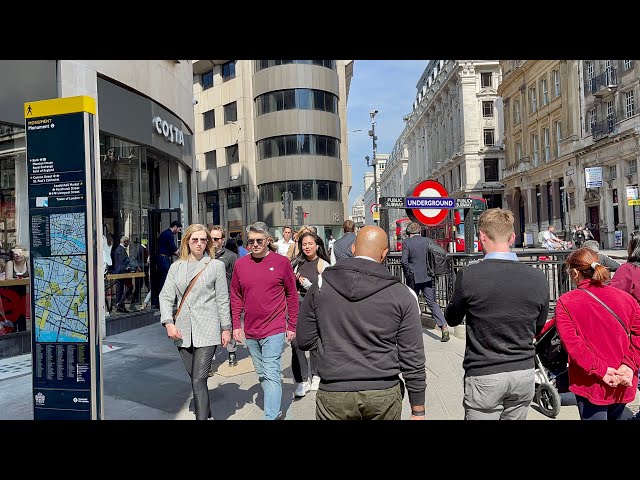 City of London Walk Tour | 4K HDR Virtual Walking Tour around the City | Monument, Bank Station