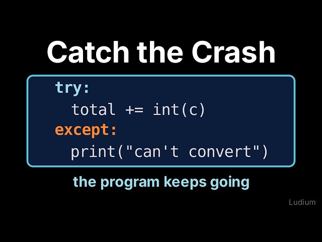 Introduction to CS | 13.1: try and except: Catching an Exception Instead of Crashing