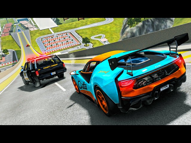 Big High Ramp Jumps | Police Vs Bus Vs Supercar! - BeamNG.drive #2