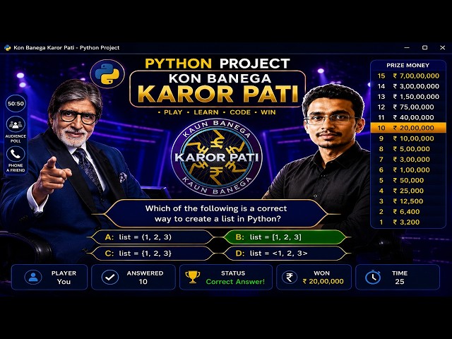 Build a Kaun Banega Crorepati (KBC) Game in Python | Complete Step-by-Step Project