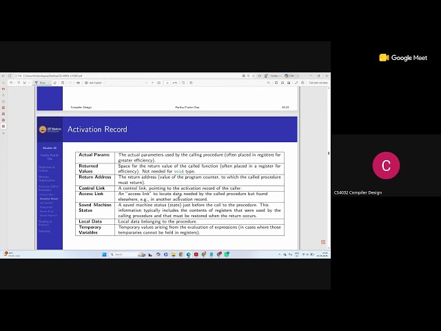 CS4032 Compiler Design Live Stream