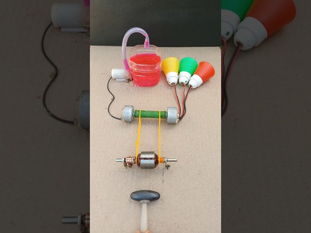 DIY Project 🧲 Magnetic Motor Armature → 2 Generators ⚡ → 0.5v Red LEDs + Water Pump 💧
