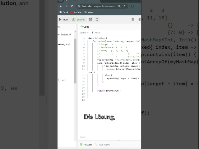 Two Sum - Deutsch #coding #array #algorithm