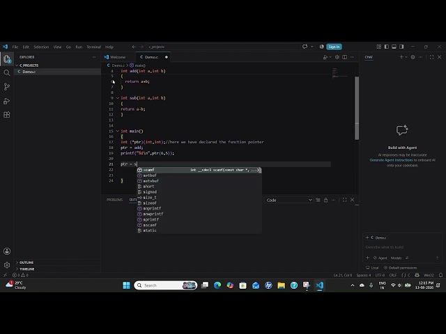 function pointer in c