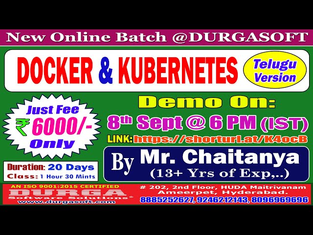 DOCKER & KUBERNETES (TELUGU VERSION) Online Training @ DURGASOFT