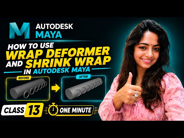 Maya Basic Tutorial || Class-13 || Wrap Deformer & Shrink Wrap Deformer in Autodesk Maya || 2026
