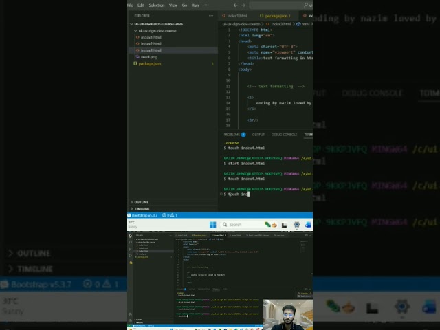 VS Code + Git Bash: How to Create Files (Beginner Guide) #gitbash #vscode #coding #uiuxdesign