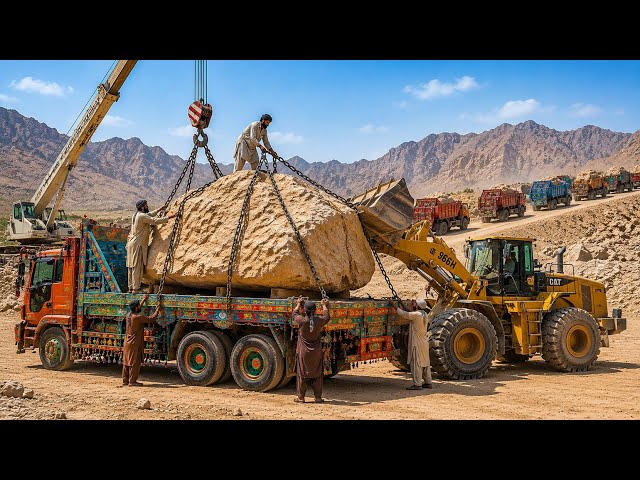 Giant Stone Loading from Mountain | Incredible Truck Transport to Marble Factory