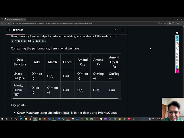 73 - Review of Matching Engine design using 1D LinkedList and PriorityQueue