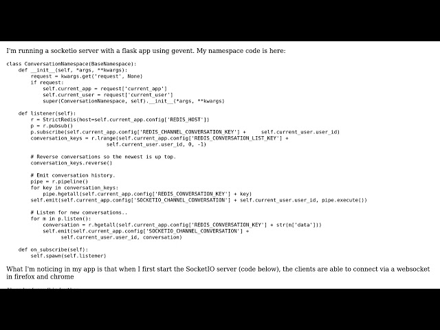 Socketio client switching to xhr-polling running with flask app
