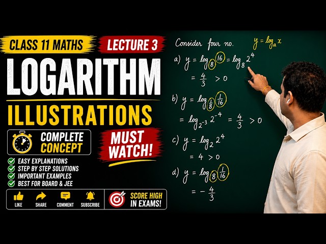 Lecture 3 : Learn Logarithm from Scratch | Class 11 Maths | Definition, Properties & Questions
