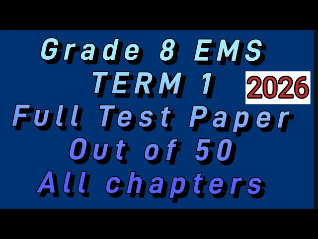 Grade 8 EMS Economics Management Sciences Term 1 | Test Paper for 2026 Part 1