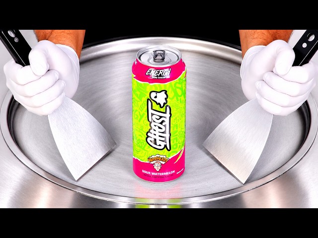 ASMR | Ice Cream Rolls - Warheads Ghost Energy Drink Sour Watermelon Flavor