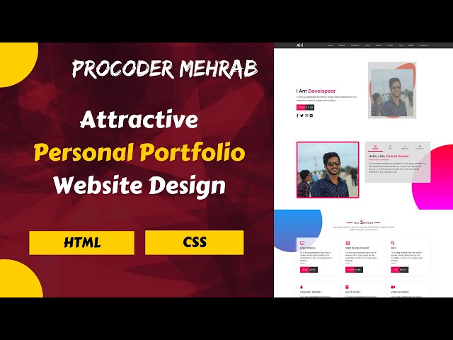 Attractive Personal Portfolio Website Design With HTML & CSS | Procoder Mehrab