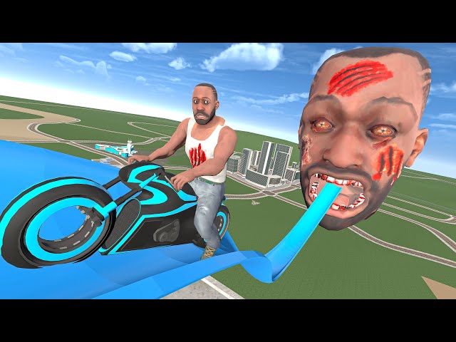 Franklin Play Long Slide Game With Zombie In Indian Bike Driving 3d
