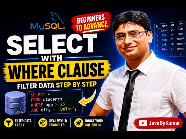 MySQL SELECT With WHERE Clause Tutorial | Filter Data Step by Step |Beginner to Advanced