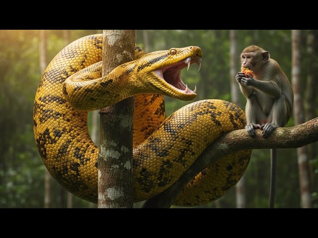 Amazon Wild Life - Giant Python vs Spider monkey |Fear Awakens| Animals of Amazon 4K