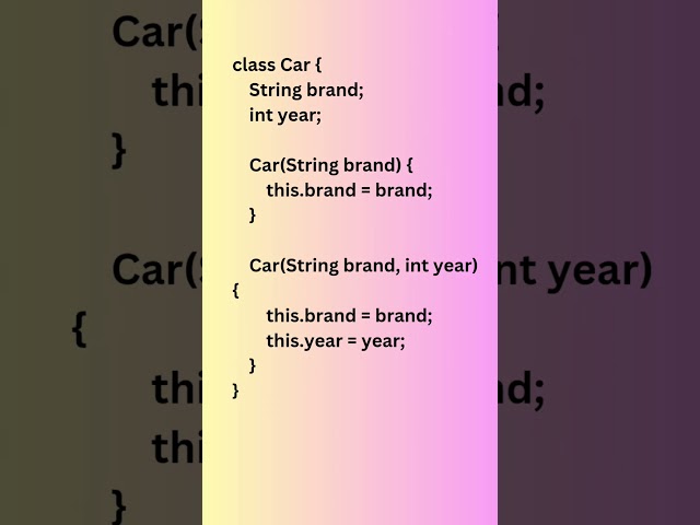 Constructor Overloading 👉 #ConstructorOverloading #JavaProgramming #LearnJava