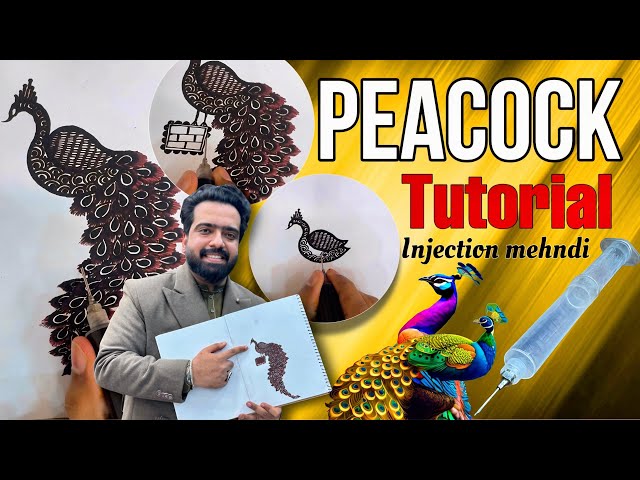 Peacock mehndi tutorial || latest design 2024 || injection mehndi || mehndi class | Hassan expert..,