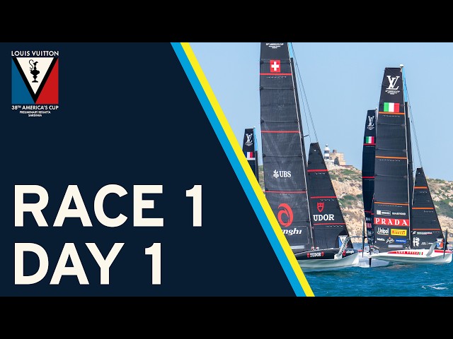 Stunning Opener! | RACE 1 IN FULL | Louis Vuitton 38th America’s Cup Preliminary Regatta Sardinia