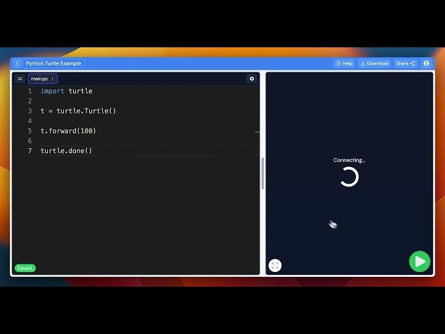 Creating a Python Turtle Project on Pickcode