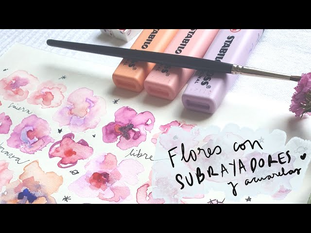 DISEÑA FLORES CON SUBRAYADORES Y ACUARELAS (paso a paso)