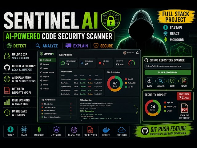 SentinelAI: Full-Stack AI-Powered Code Security Scanner (React & FastAPI)
