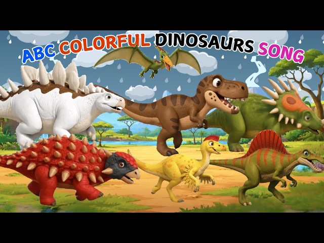 ABC Colorful Dinosaur Sounds Song 🦖 Learn ABC Alphabet, Colors & Dinosaur Names🌈 Best Nursery Rhymes