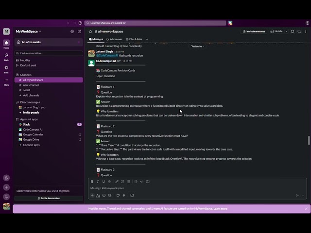 CodeCampus AI | Slack AI Learning Assistant | Slack Agent Builder Challenge 2026