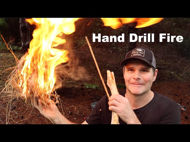 Hand Drill Friction Fire - How To Make A Friction Fire Using 2 Pieces Of Wood.