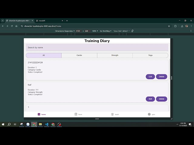 React Native #9.1: [TK2] Preview - Training Diary