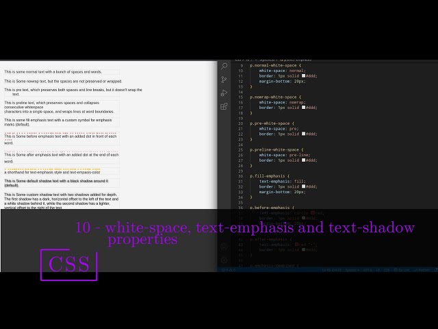 CSS 10 💻 white space, text emphasis and text shadow properties