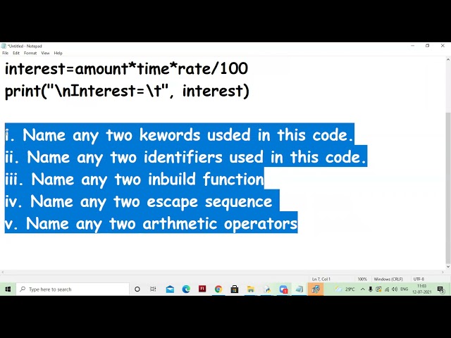 12 07 2021 Class XI C Computer Science