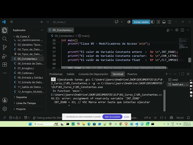 Clase 05 Constantes | Curso de Lenguaje  C