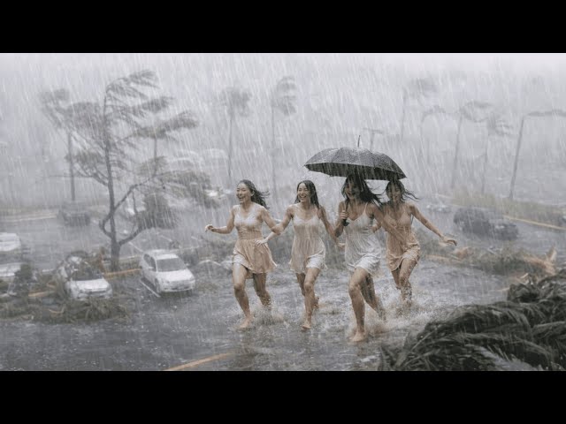 CAN YOU SLEEP IN THIS? ⚡️Heavy Rain & Thunder in Indonesian Village | Rain Walk Village ⚡️