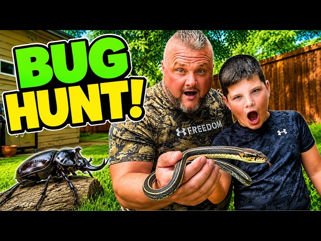 Caleb's GIANT Bug Hunt! Finding REAL Bugs and a Snake! 🐍