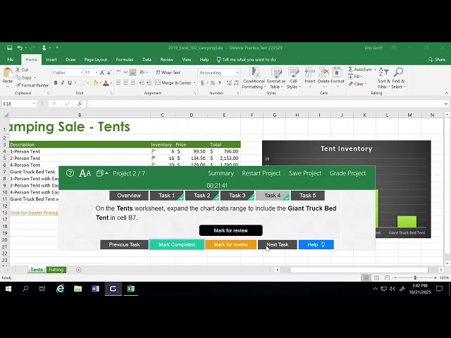 Excel 2019 Practice Exam 1 Projects 1 4