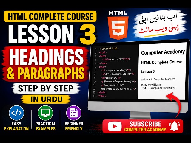 HTML Headings & Paragraphs | HTML Complete Course Lesson 3 | Beginner to Advanced
